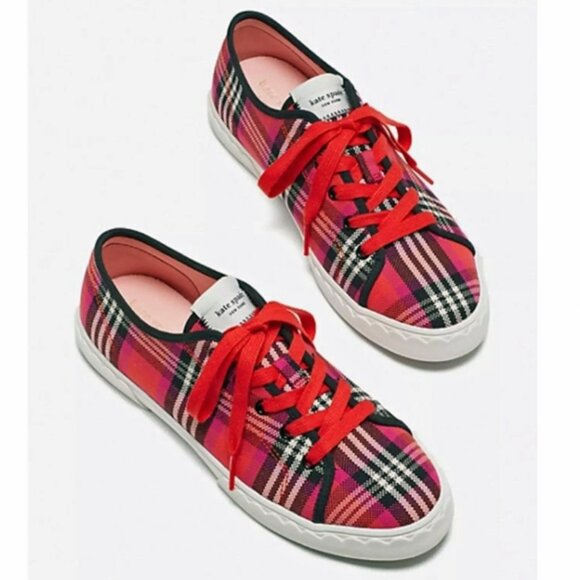 Kate Spade Vale Collection Sneakers - Red/Pink Plaid - Size 9.5B